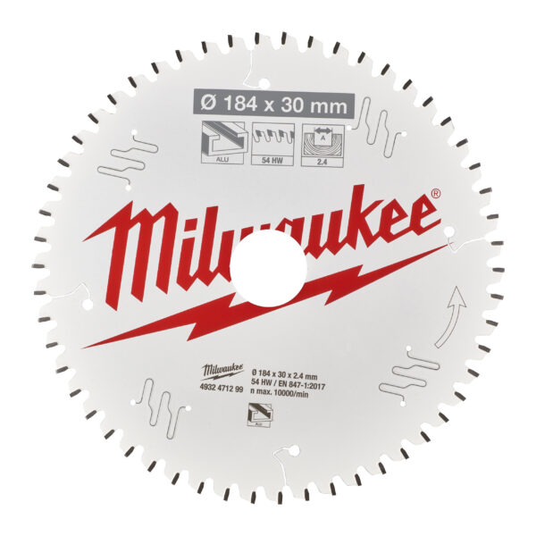 Milwaukee Kreissägeblatt 184/30 mm 54Z Holz/Alu