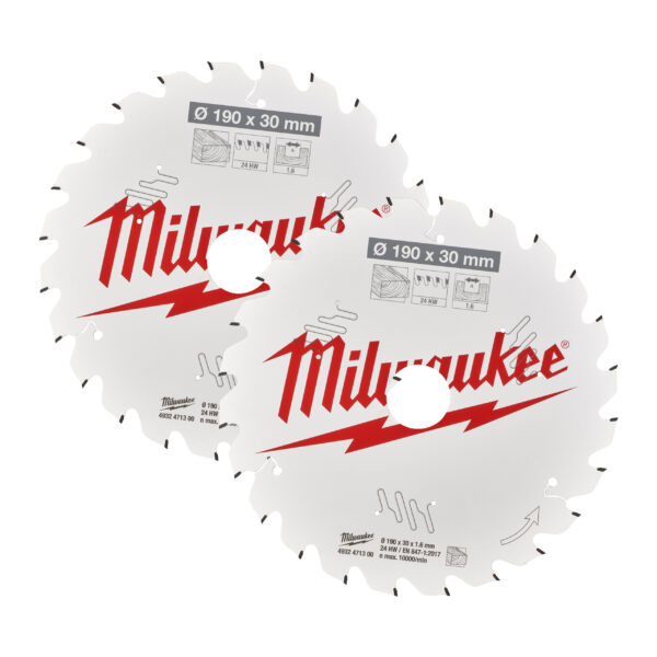 Milwaukee Sägeblatt Twin Pack 190 x 24Z/24Z-2-tlg