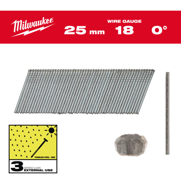 Milwaukee Stauchkopf-Nägel 18G Inox25mmSC3(5.000)