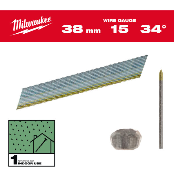 Milwaukee Stift-Nägel 15G 34° 38 mm SC1 (2.500)