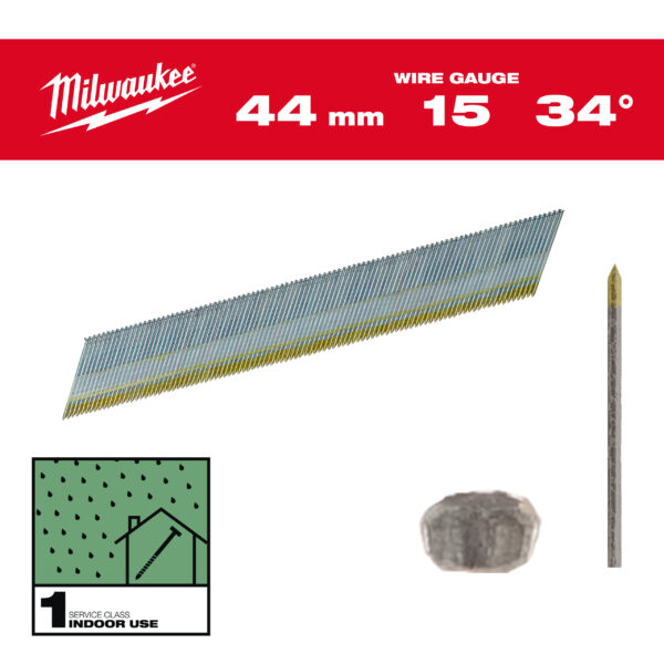 Milwaukee Stift-Nägel 15G 34° 44 mm SC1 (2.500)