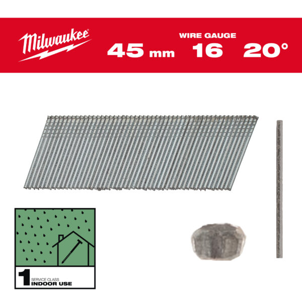 Milwaukee Stift-Nägel 16G 20° 45 mm SC1 (2.000)