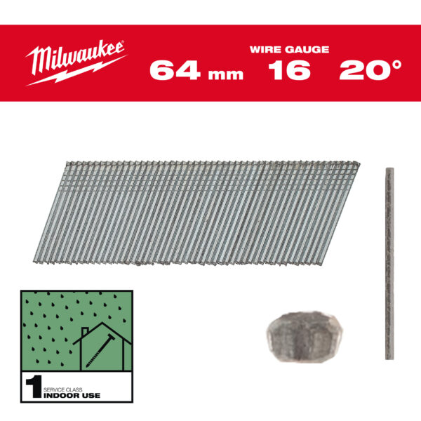 Milwaukee Stift-Nägel 16G 20° 64 mm SC1 (2.000)