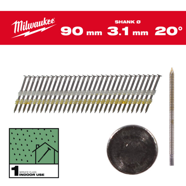 Milwaukee Rundkopf-Nägel 20° 90mm SC1 (1.750) – Bild 2