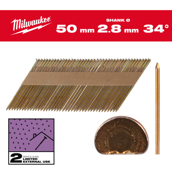 Milwaukee D-Kopf-Nägel 34° 50mm RS SC2 (2.200) – Bild 2