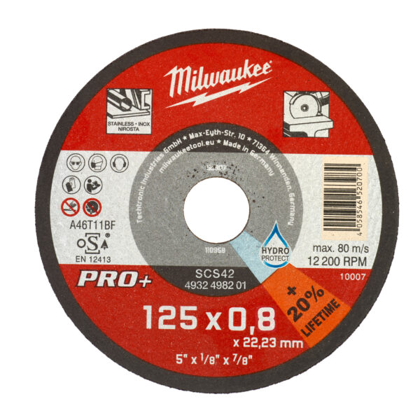 Milwaukee Metalltrennscheibe 125x0,8 mm PRO+
