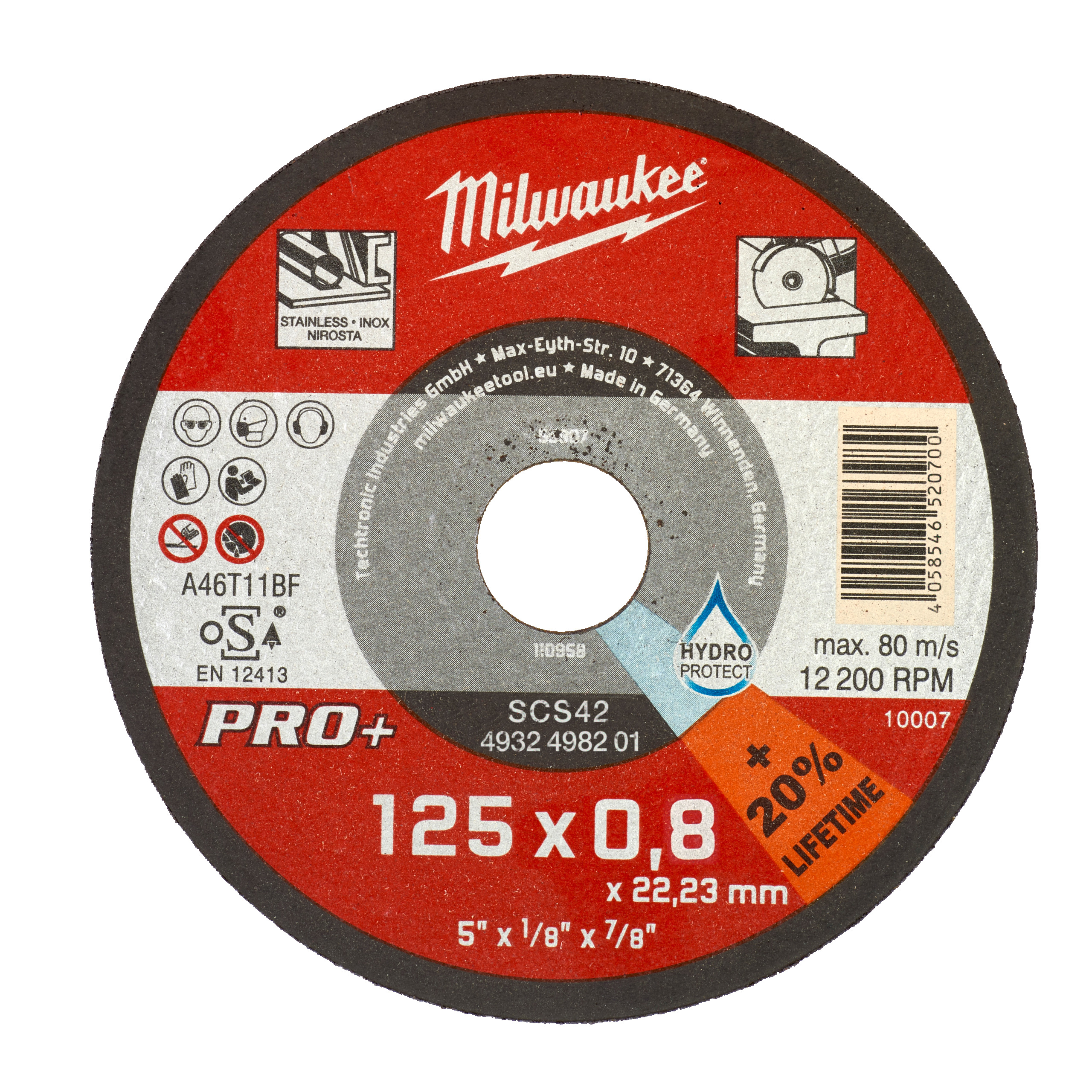 Milwaukee Metalltrennscheibe 125x0,8 mm PRO+
